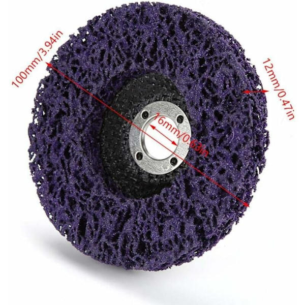 5 stk Poly Strip Wheel Disc Rust Removal Tool Clean Quality Grinder Vinkelslipeskiver Lilla 100mm 60