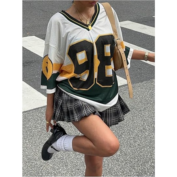 Dame Størrelse Stor Sweater Oversized V-Hals Digital Print T-Shirt Top - Størrelse L - Grøn