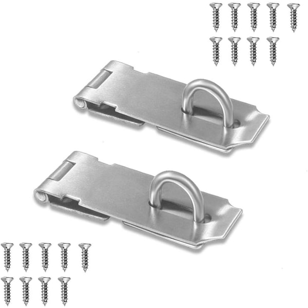 Dörrlås, 12,7 cm säkerhetsspärr i rostfritt stål, extra tjockt dörrlås med skruvborstad finish, 2-pack (12,7 cm)