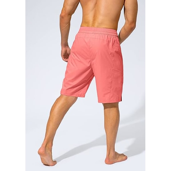 Snabbtorkande badshorts för män med ficka med dragkedja, badshorts för män - Utan meshfoder - XL - Orange Rosa