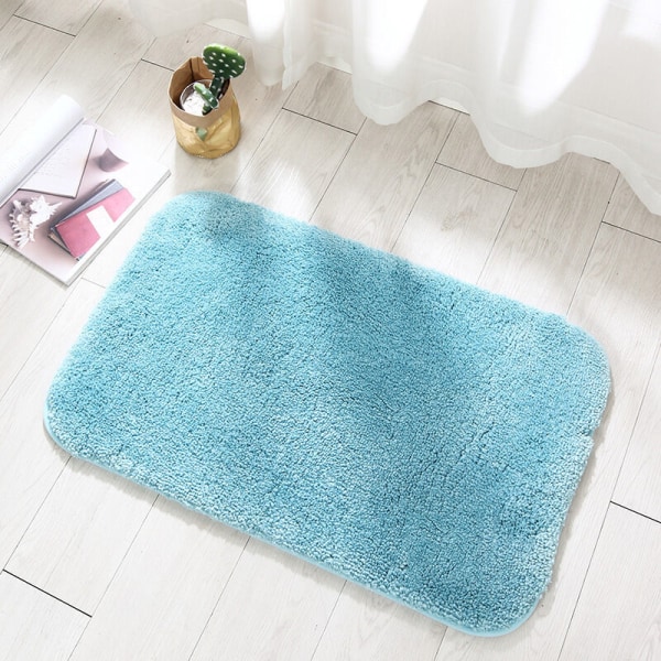 Halkskyddad extra tjock badrumsmatta i mikrofiber, absorberande duschmatta för badrum, maskintvättbar (blå, 40 x 60 cm)