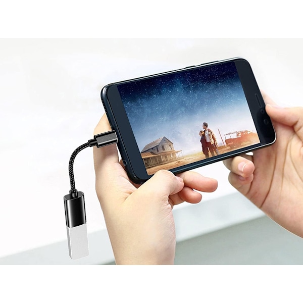 Adapter USB-C till vanlig USB för tex USB minne till mobil Svart