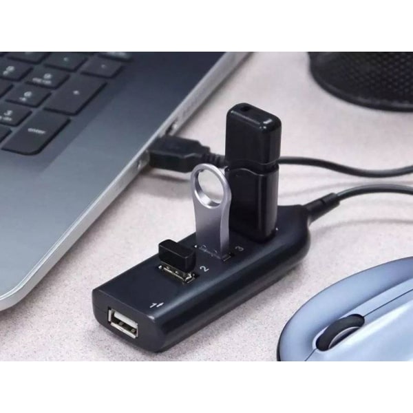 4-porttinen USB-keskitin - Ylimääräiset USB-portit tietokoneelle Black