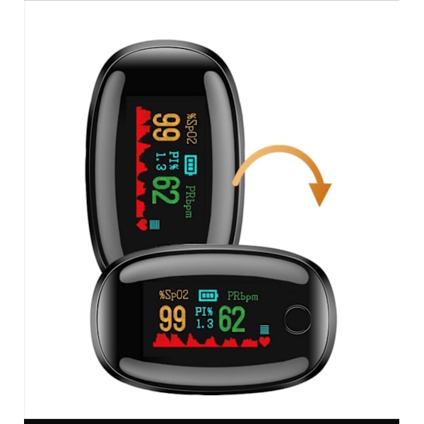 Oximeter / Pulsmätare med OLED display Svart