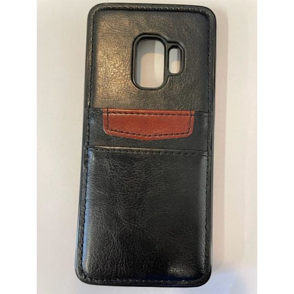 Samsung S9 -kuori kahdella korttipaikalla, synteettistä nahkaa Black