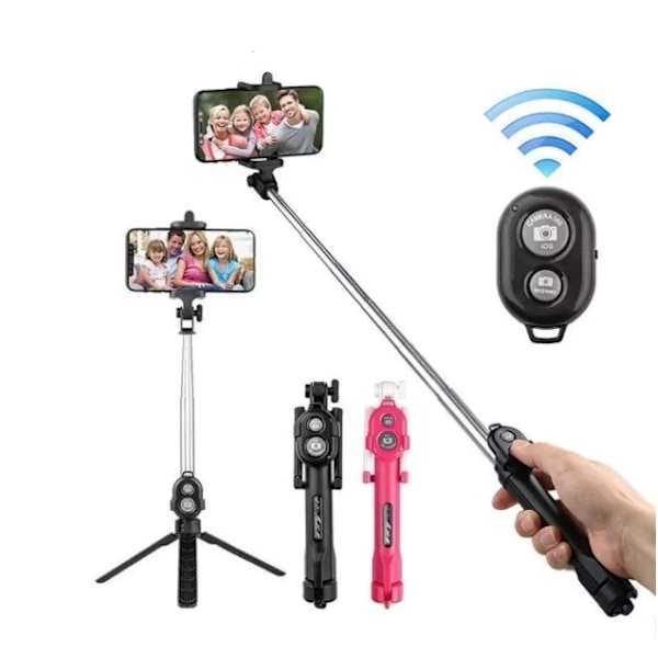 Selfie stick / stativ mobilstativ med bluetooth fjernkontroll Multicolor