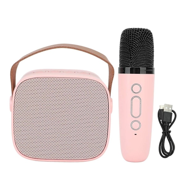 Bärbar Bluetooth Karaoke-högtalare med 1 trådlös mikrofon Pink