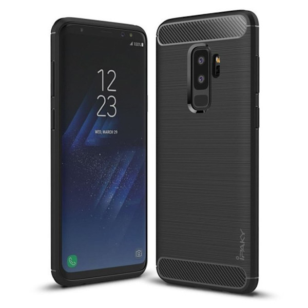 iPaky Gummiskal Samsung S9 Plus  i kolfiberdesign - Svart Black
