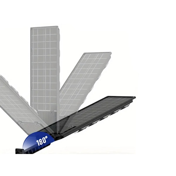 Solcellsdrivna LED Lampa Med Rörelsesensor & Fjärrkontroll Svart