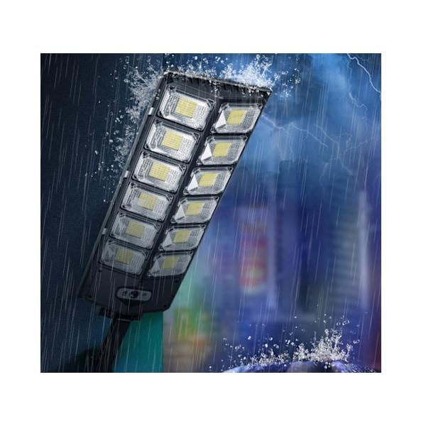 Solcellsdrivna LED Lampa Med Rörelsesensor & Fjärrkontroll Svart
