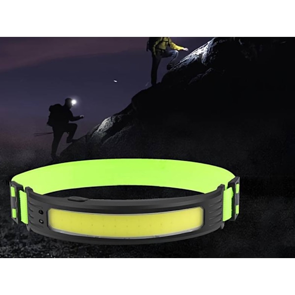 Genopladelig pandelampe - COB LED - Vandtæt Black