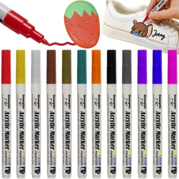 12st Akrylpennor - Fungerar på alla ytor multifärg