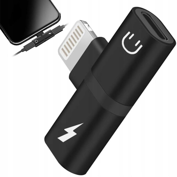 iPhone 1x Lightning til 2x Lightning adapter Black