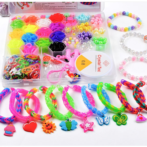 Loom Bands Kit - 1000 kpl ja paljon helmiä ja tarvikkeita. Multicolor