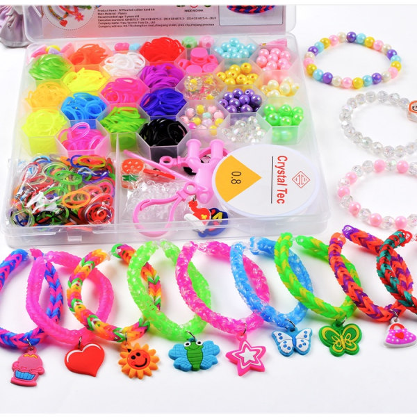 Loom Bands Kit - 1000 stk og masser af perler og tilbehør. Multicolor