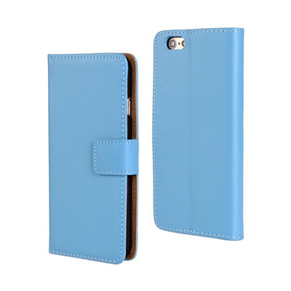 Plånboksfodral iPhone 6 / 6s, äkta skinn Ljusblå