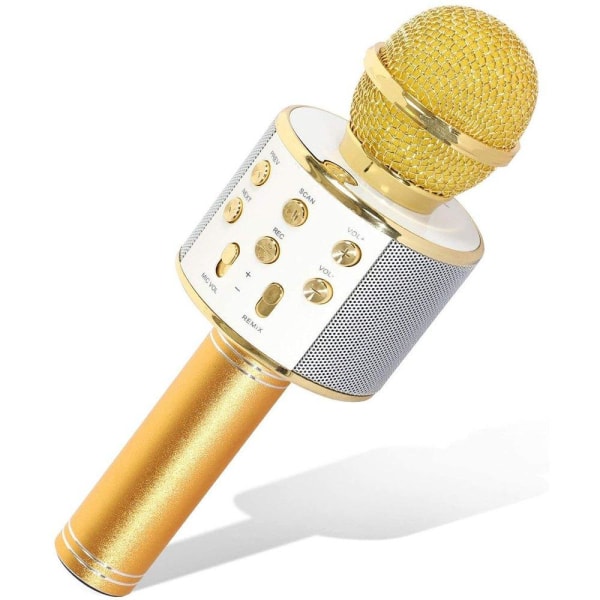 Karaokemikrofon med høyttaler og Bluetooth Gold