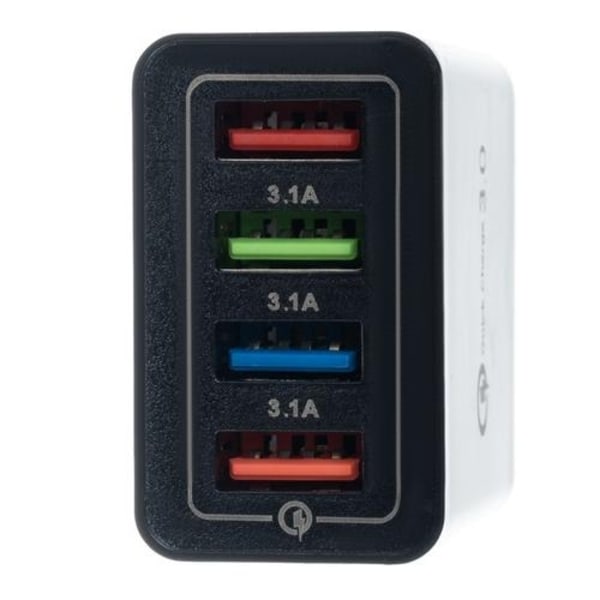 Mobillader / Hurtiglader med 4 stik - QC3 Black
