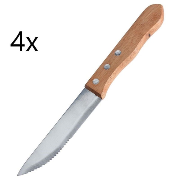 4-pakning robuste kjøttkniver/grillkniver Oak