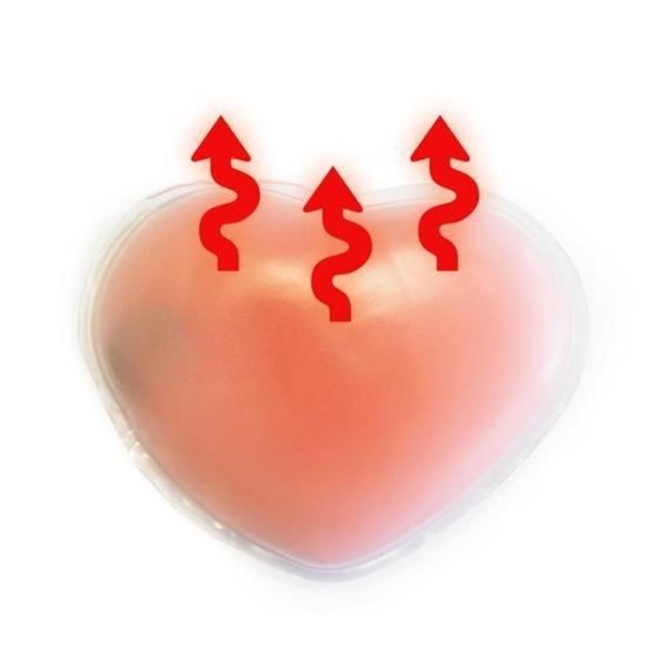 Genanvendelig håndvarmer i form af et hjerte. Red