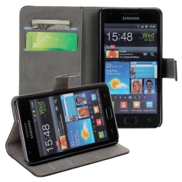 Lompakkokotelo Samsung S2, PU-nahkaa, ohut malli, 2 mallia Red