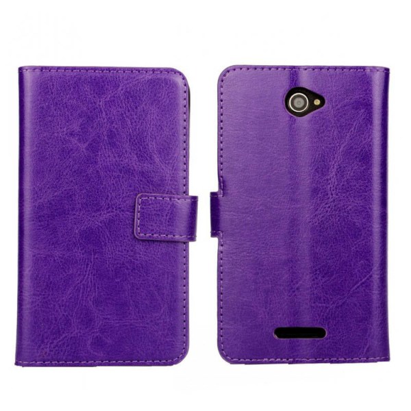 Lommebokveske Sony Xperia E3, kunstskinn, slankt etui Purple