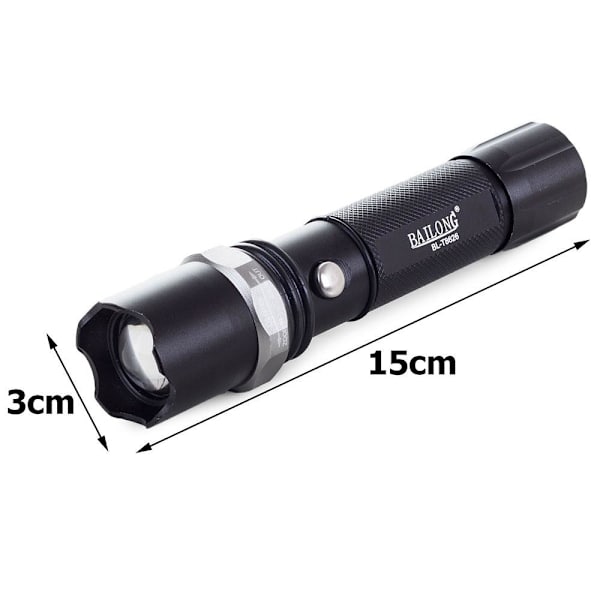 Genopladelig lommelygte - CREE Q5 LED - 15cm - Fly aluminium Black