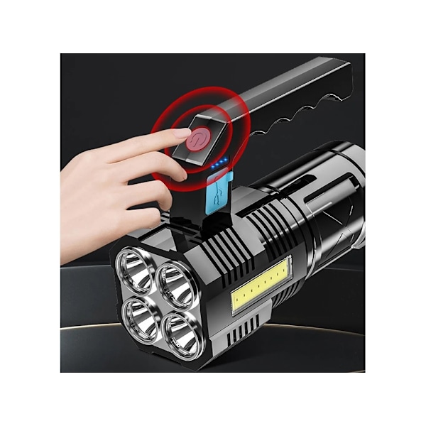 Kraftig genopladelig LED lommelygte Black