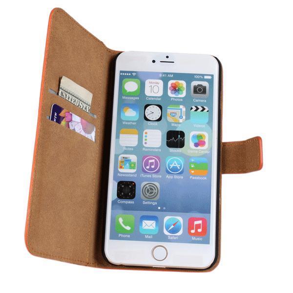 Plånboksfodral iPhone 6s Plus, äkta skinn Svart
