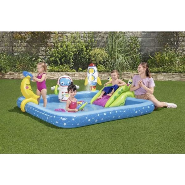 Uppblåsbar Pool med rutchkana, djur, vattensprut, 228x206x84cm multifärg