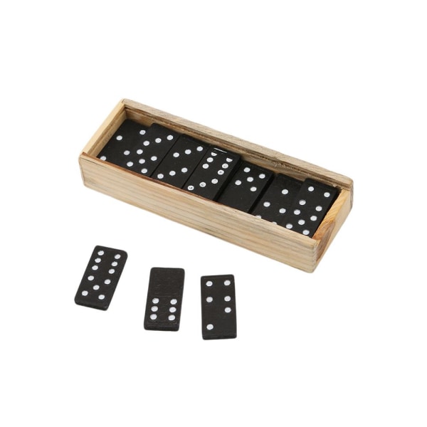 Trä dominospel i en låda 28 bitar Svart