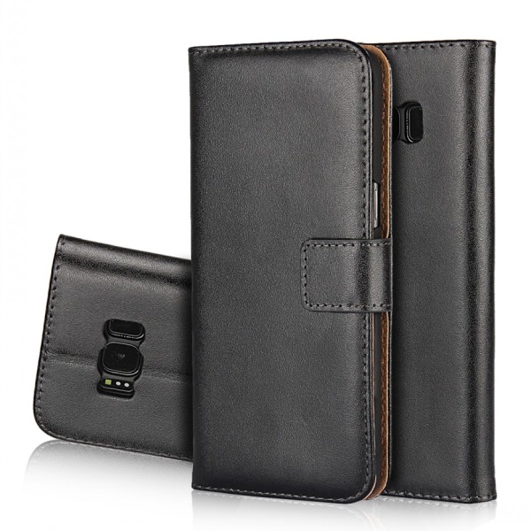 Samsung S8, wallet cover, ægte Læder, Taske/Pung Black