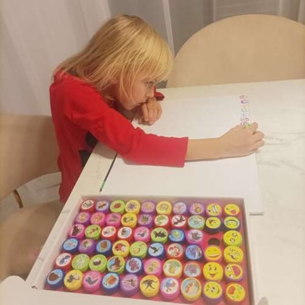 60-Delars mini stämpelset för barn med färgglada motiv och design multifärg