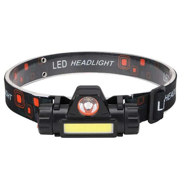 Genopladelig pandelampe 1x CREE LED + 1x COB LED Black