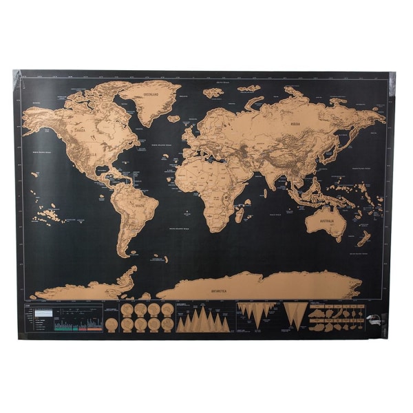 Skrapkarta Världskarta 82x59cm Guld