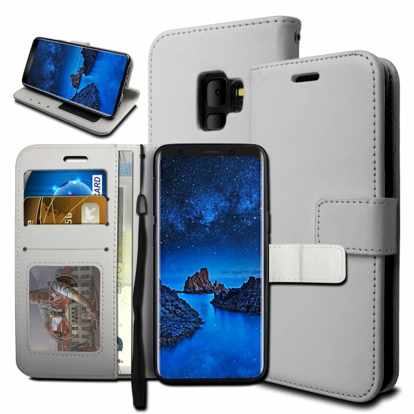 Plånboksfodral Samsung S9 Plus, 3 kort/ID, Vit Vit