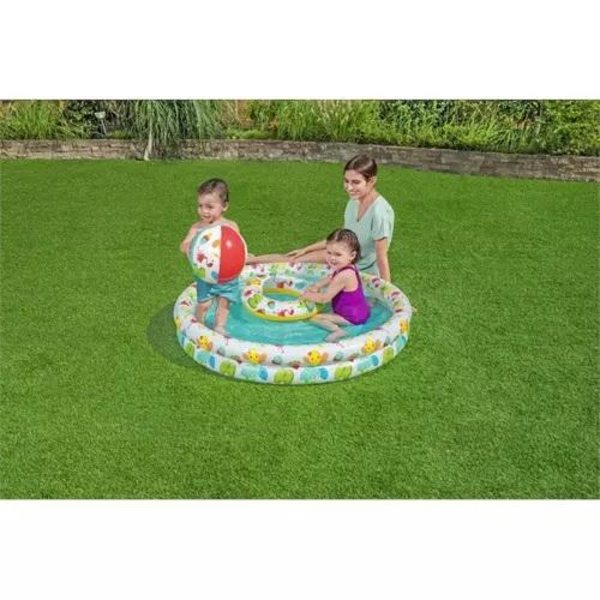 Uppblåsbar Pool med badboll och badring -  122cm/20cm Multicolor