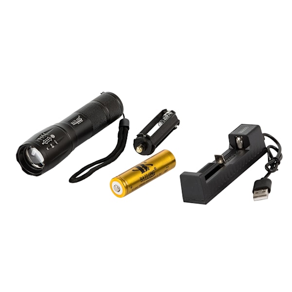 Kraftig lommelygte CREE LED T6 og med Q3 UV-teknologi Black