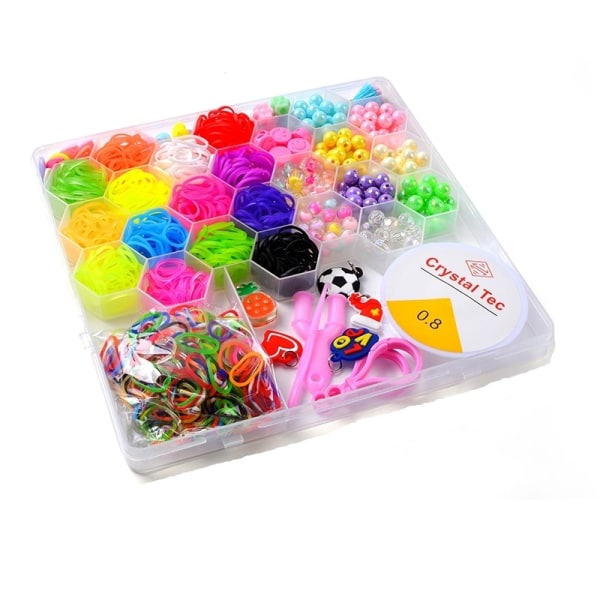 Loom Bands Kit - 1000 kpl ja paljon helmiä ja tarvikkeita. Multicolor