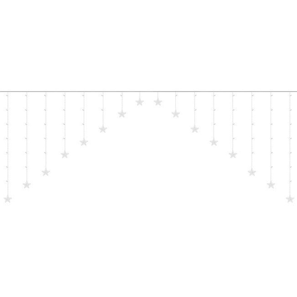 Lyssnor - Lysgardin med stjerner - 136 LED - 2,5 meter White