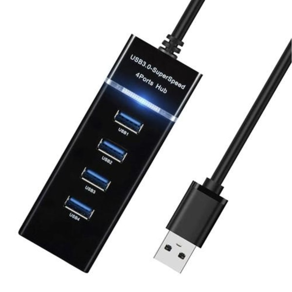 4-ports USB Hub - Ekstra USB-porter for datamaskinen Black