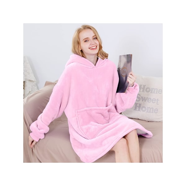 Lämmin collegepaita oversize-peitto xxl 2in1 Thick Fleece Pink