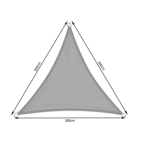 Seilduk - Solseil - Soltak - Vanntett - 3 x 3 x 3 m Grey