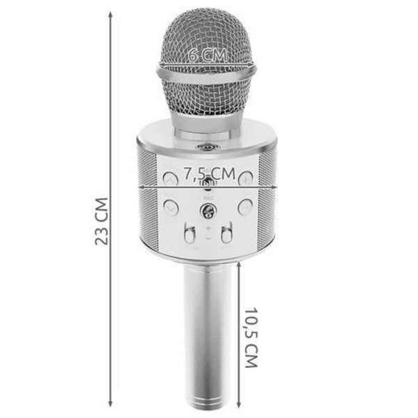 Karaoke-mikrofoni kaiuttimella ja Bluetoothilla Silver