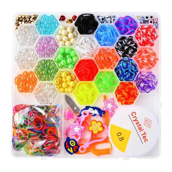 Loom Bands Kit - 1000 stk og massevis av perler og tilbehør. Multicolor