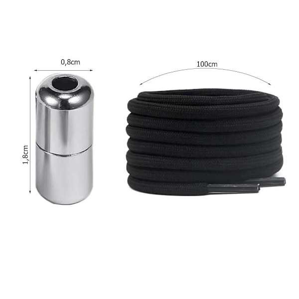 Joustavat kengännauhat ilman solmua - Sopii kaikille kengille - Jopa 100 cm Black