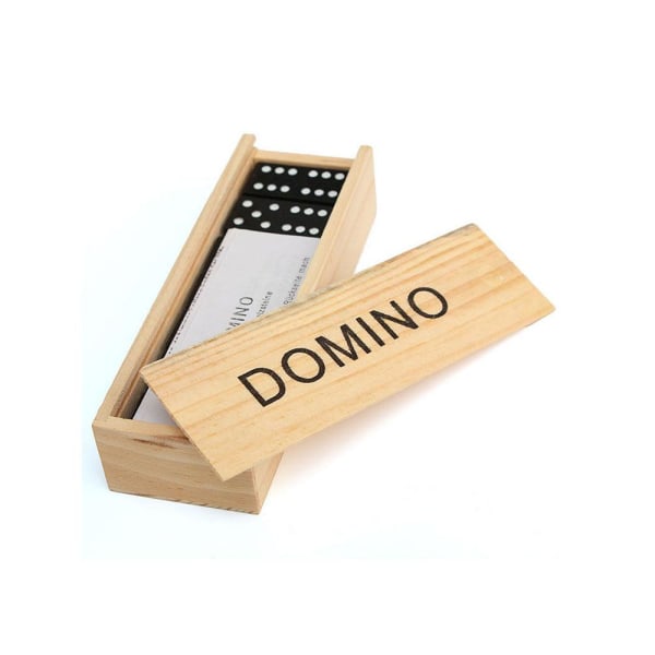 Trä dominospel i en låda 28 bitar Svart