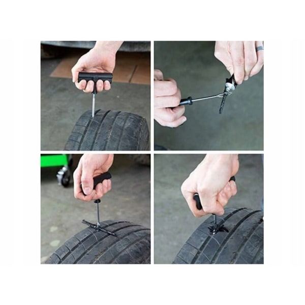 Täydellinen 9-osainen setti renkaiden korjaukseen / autonrenkaiden korjaussarjaan Black
