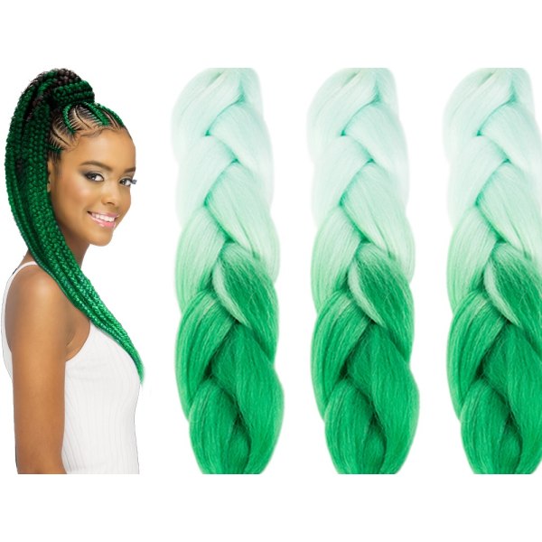 Jumbo braids / Ombre braids / Syntetisk hårfläta Grön