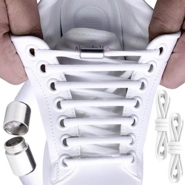 Elastiske snørebånd uden knude - Passer til alle sko - til 10 White | White | 40 |